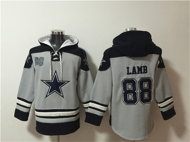 Men's Dallas Cowboys #88 CeeDee Lamb Grey Ageless Must-Have Lace-Up Pullover Hoodie Men's Dallas Cowboys #88 CeeDee Lamb Grey Ageless Must-Have Lace-Up Pullover Hoodie